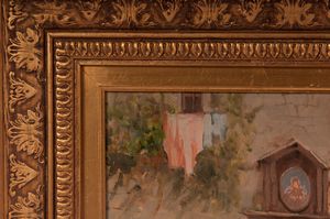 Scorcio di strada con viandanti  - Asta Smart Auction: arredi, dipinti, sculture, strumenti musicali, ceramiche e altro a prezzi vantaggiosi - Associazione Nazionale - Case d'Asta italiane