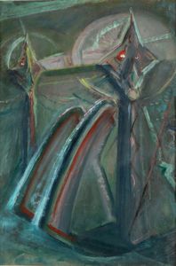 ALBERTO BRAGAGLIA : Senza titolo, double face  - Asta Smart Auction: arredi, dipinti, sculture, strumenti musicali, ceramiche e altro a prezzi vantaggiosi - Associazione Nazionale - Case d'Asta italiane