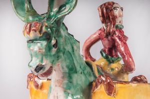 Asinello con bisacccie e contadina  - Asta Smart Auction: arredi, dipinti, sculture, strumenti musicali, ceramiche e altro a prezzi vantaggiosi - Associazione Nazionale - Case d'Asta italiane