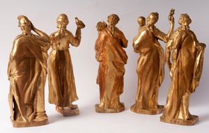 Lotto di cinque sculture allegoriche  - Asta Smart Auction: arredi, dipinti, sculture, strumenti musicali, ceramiche e altro a prezzi vantaggiosi - Associazione Nazionale - Case d'Asta italiane