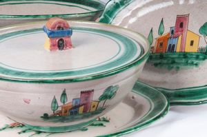 Servizio da sei in ceramica policroma  - Asta Smart Auction: arredi, dipinti, sculture, strumenti musicali, ceramiche e altro a prezzi vantaggiosi - Associazione Nazionale - Case d'Asta italiane