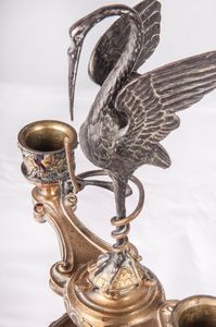 Coppia di candelieri a due luci  - Asta Smart Auction: arredi, dipinti, sculture, strumenti musicali, ceramiche e altro a prezzi vantaggiosi - Associazione Nazionale - Case d'Asta italiane