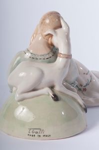 TIZIANO GALLI : Dama con cerbiatto  - Asta Smart Auction: arredi, dipinti, sculture, strumenti musicali, ceramiche e altro a prezzi vantaggiosi - Associazione Nazionale - Case d'Asta italiane