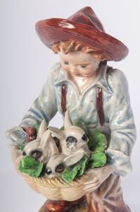 CARLO MOLLICA : Fanciullo con conigli  - Asta Smart Auction: arredi, dipinti, sculture, strumenti musicali, ceramiche e altro a prezzi vantaggiosi - Associazione Nazionale - Case d'Asta italiane