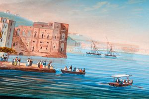 Lotto di cinque vedute di Napoli  - Asta Smart Auction: arredi, dipinti, sculture, strumenti musicali, ceramiche e altro a prezzi vantaggiosi - Associazione Nazionale - Case d'Asta italiane
