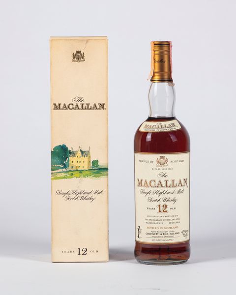 Scozia : THE MACALLAN SINGLE HIGHLAND MALT SCOTCH WHISKY 12 YEARS OLD MATURED IN SHERRY WOOD (IN SCATOLA ORIGINALE)  - Asta Importanti Vini e Distillati - Associazione Nazionale - Case d'Asta italiane