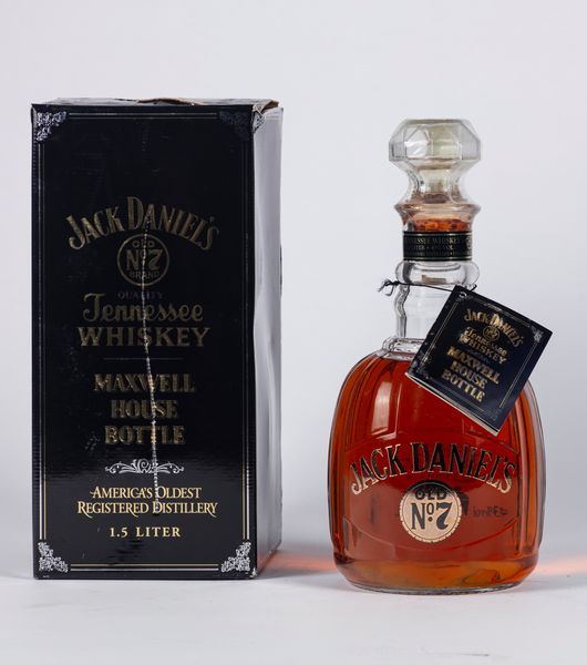 Scozia : JACK DANIELS OLD N.7 BRAND QUALITY TENNESSEE WHISKEY MAXWEL HOUSE BOTTLE 1,5 LT. (IN SCATOLA ORIGINALE)  - Asta Importanti Vini e Distillati - Associazione Nazionale - Case d'Asta italiane