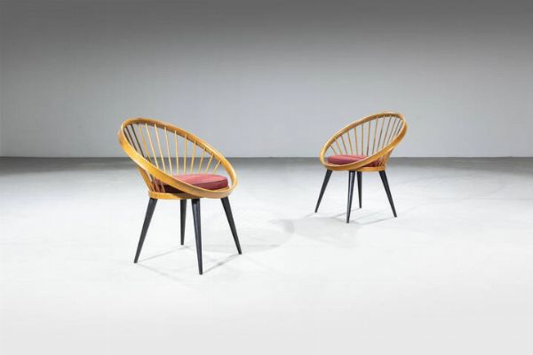 YNGVE EKSTROM : Coppia di poltroncine  - Asta Design - Associazione Nazionale - Case d'Asta italiane