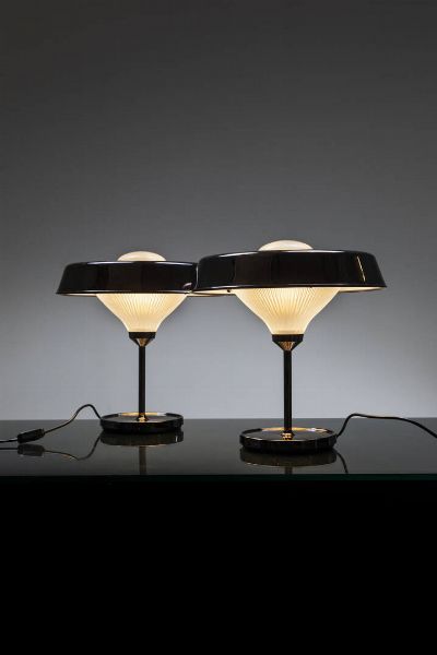 BBPR (BANFI  BELGIOIOSO  PERESSUTTI  ROGERS) : Coppia di lampade da tavolo mod. Ro  - Asta Design - Associazione Nazionale - Case d'Asta italiane