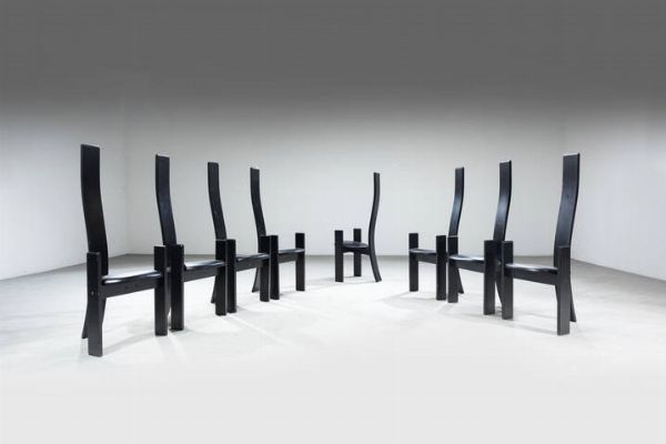 VICO MAGISTRETTI : Otto sedie mod. Golem  - Asta Design - Associazione Nazionale - Case d'Asta italiane