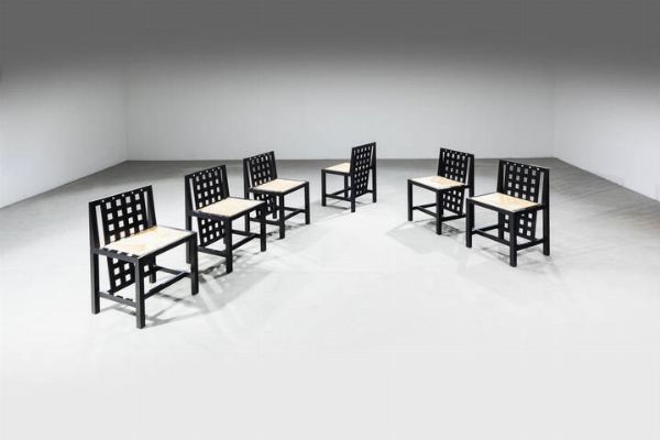 CHARLES RENNIE MACKINTOSH : Sei sedie mod. D.S.3  - Asta Design - Associazione Nazionale - Case d'Asta italiane