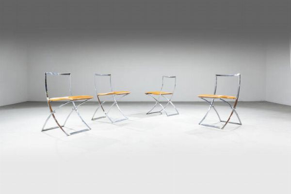 MARCELLO CUNEO : Quattro sedie pieghevoli mod. Luisa  - Asta Design - Associazione Nazionale - Case d'Asta italiane