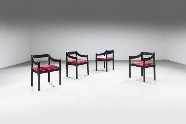 VICO MAGISTRETTI : Quattro poltroncine della serie Carimate  - Asta Design - Associazione Nazionale - Case d'Asta italiane