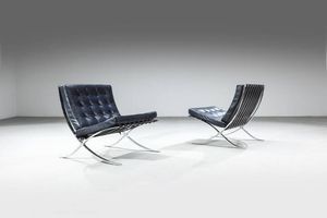LUDWIG MIES VAN DER ROHE - Coppia di poltrone mod. Barcellona