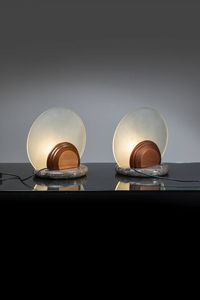 BRUNO GECCHELIN - Coppia di lampade da tavolo mod  Gong