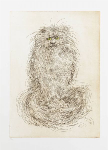 ENRICO COLOMBOTTO ROSSO Torino 1925 - 2013 Casale Monferrato (AL) : Gatto  - Asta Grafica - Associazione Nazionale - Case d'Asta italiane