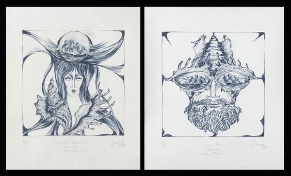 GUIDO DE BONIS Torino 1931 - 2009 : Lotto composto da due litografie: A) Canto notturno 1976 B) Nautilus 1976  - Asta Grafica - Associazione Nazionale - Case d'Asta italiane