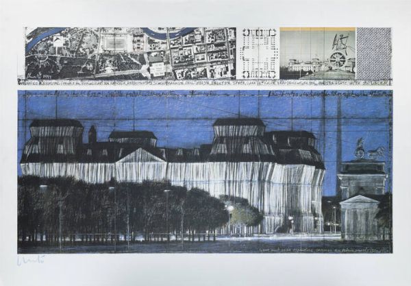 CHRISTO (Christo Javacheff) Gabrovo (Bulgaria) 1935 - 2020 New York (USA) : Wrapped Reichstag  Project for Berlin 1994  - Asta Grafica - Associazione Nazionale - Case d'Asta italiane