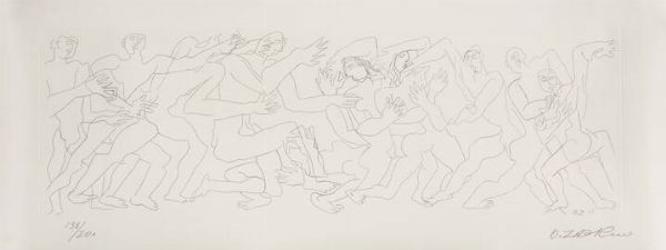 OSSIP ZADKINE Vicebsk (Biellorussia) 1888 - 1967 Parigi (Francia) : Frise humaine  1964  - Asta Grafica - Associazione Nazionale - Case d'Asta italiane