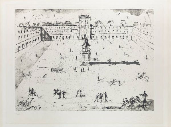 SALVADOR DALI' Figueres (Spagna) 1904 - 1989 : La Grande Place des Vosges  - Asta Grafica - Associazione Nazionale - Case d'Asta italiane