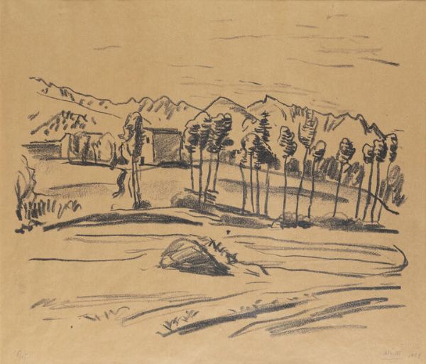 ALBERTO SALIETTI Ravenna (RA) 1892 - 1961 Chiavari (GE) : Paesaggio 1929  - Asta Grafica - Associazione Nazionale - Case d'Asta italiane