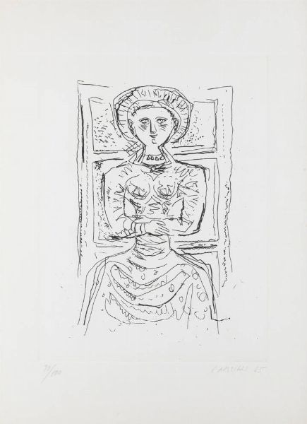 MASSIMO CAMPIGLI Berlino (Germania) 1895 - 1971 Saint-Tropez (Francia) : Donna seduta alla finestra 1965  - Asta Grafica - Associazione Nazionale - Case d'Asta italiane