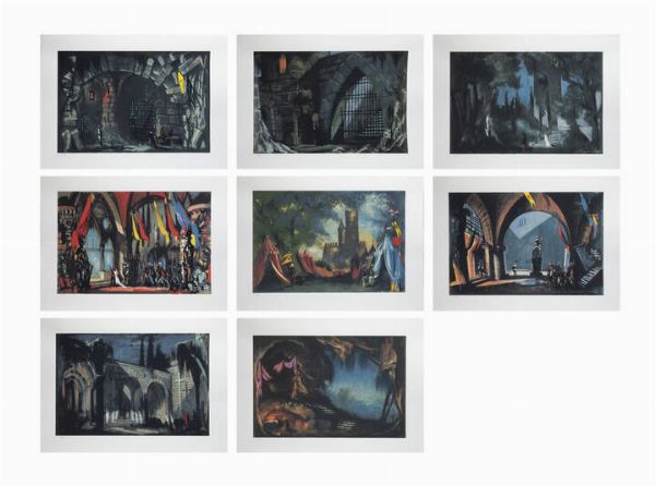 CARLO MATTIOLI Modena 1911 - 1994 : Scene di corte-lotto di otto litografie  - Asta Grafica - Associazione Nazionale - Case d'Asta italiane