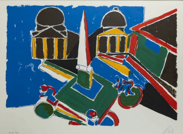 TANO FESTA Roma 1938 - 1988 : Piazza del Popolo  - Asta Grafica - Associazione Nazionale - Case d'Asta italiane