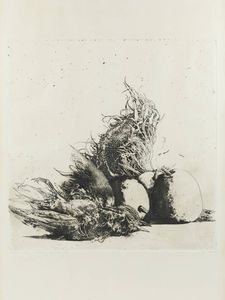 SERGIO SARONI Torino 1934 - 1991 - Grande natura morta con girasole