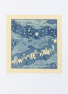 FRANCESCO CASORATI Torino 1934 - 2013 - Composizione con case