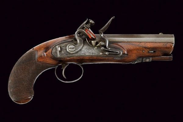 Pistola a pietra focaia da viaggio firmata Calvert  - Asta Rare Armi Antiche e Militaria da tutto il mondo - Associazione Nazionale - Case d'Asta italiane