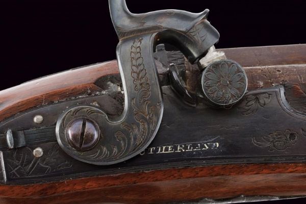 Paio di pistole a luminello di Sutherland in cassetta  - Asta Rare Armi Antiche e Militaria da tutto il mondo - Associazione Nazionale - Case d'Asta italiane