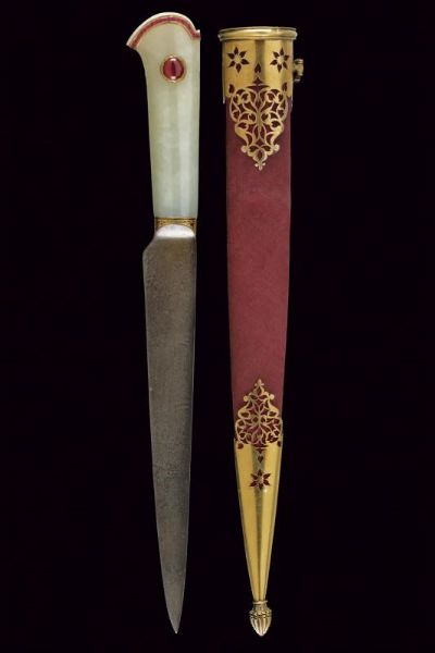 Bellissimo kard con impugnatura in giada decorata con rubini  - Asta Rare Armi Antiche e Militaria da tutto il mondo - Associazione Nazionale - Case d'Asta italiane