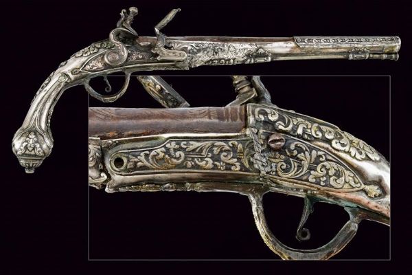 Interessante pistola a pietra focaia  - Asta Rare Armi Antiche e Militaria da tutto il mondo - Associazione Nazionale - Case d'Asta italiane