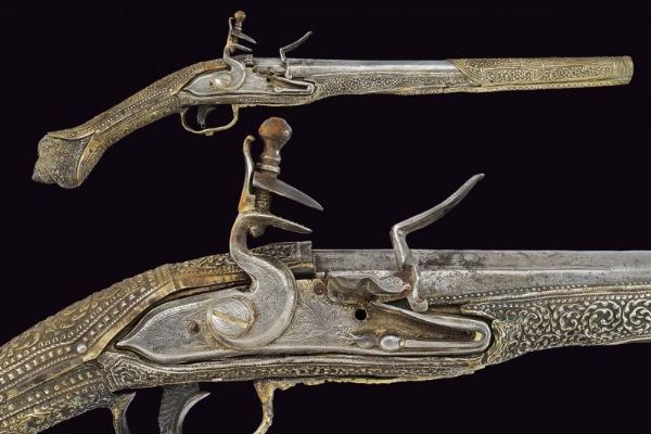 Pistola a pietra focaia con fornimenti in argento  - Asta Rare Armi Antiche e Militaria da tutto il mondo - Associazione Nazionale - Case d'Asta italiane