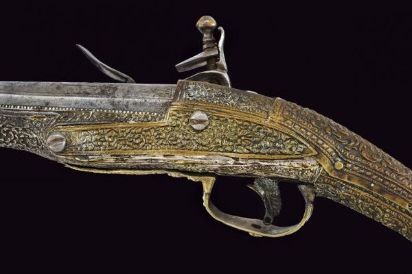 Pistola a pietra focaia con fornimenti in argento  - Asta Rare Armi Antiche e Militaria da tutto il mondo - Associazione Nazionale - Case d'Asta italiane