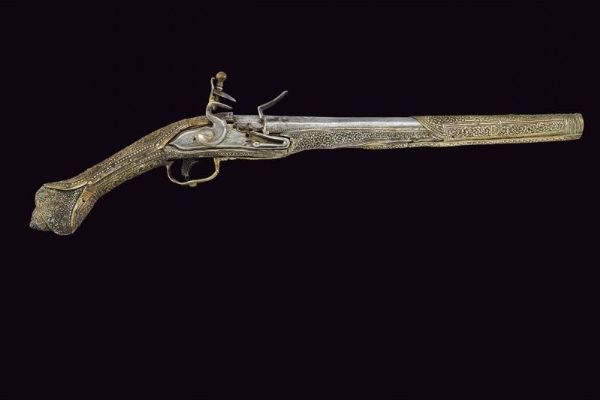 Pistola a pietra focaia con fornimenti in argento  - Asta Rare Armi Antiche e Militaria da tutto il mondo - Associazione Nazionale - Case d'Asta italiane
