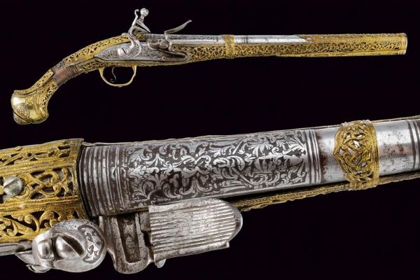 Bellissima pistola a pietra focaia  - Asta Rare Armi Antiche e Militaria da tutto il mondo - Associazione Nazionale - Case d'Asta italiane