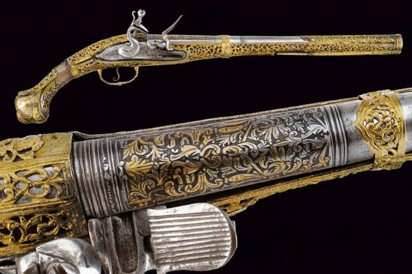 Bellissima pistola a pietra focaia  - Asta Rare Armi Antiche e Militaria da tutto il mondo - Associazione Nazionale - Case d'Asta italiane