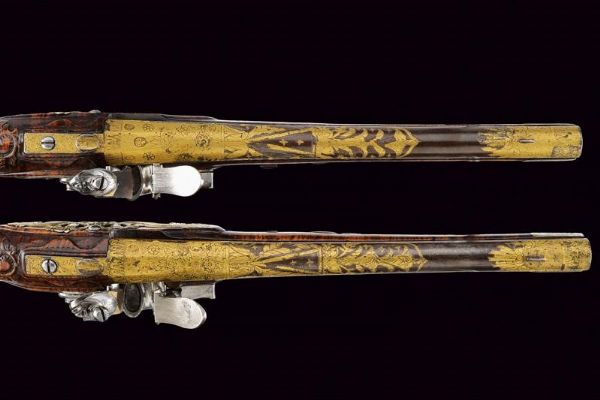 Bellissimo paio di pistole a pietra focaia per il mercato orientale  - Asta Rare Armi Antiche e Militaria da tutto il mondo - Associazione Nazionale - Case d'Asta italiane