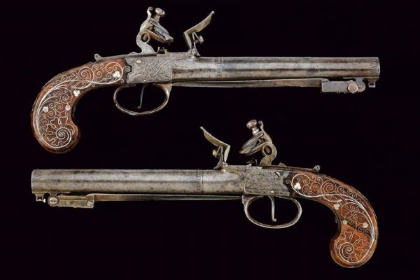 Raro paio di pistole a semi-retrocarica di Wheeler, con baionetta a scatto  - Asta Rare Armi Antiche e Militaria da tutto il mondo - Associazione Nazionale - Case d'Asta italiane