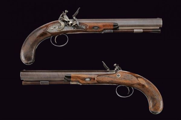 Bel paio di pistole a pietra focaia di Joseph Manton  - Asta Rare Armi Antiche e Militaria da tutto il mondo - Associazione Nazionale - Case d'Asta italiane