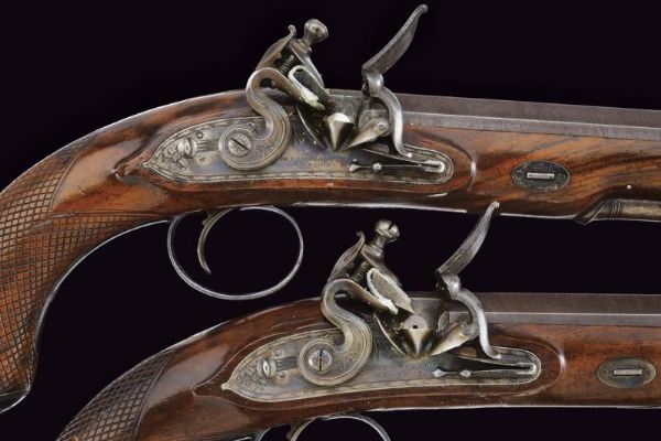 Bel paio di pistole a pietra focaia di Joseph Manton  - Asta Rare Armi Antiche e Militaria da tutto il mondo - Associazione Nazionale - Case d'Asta italiane