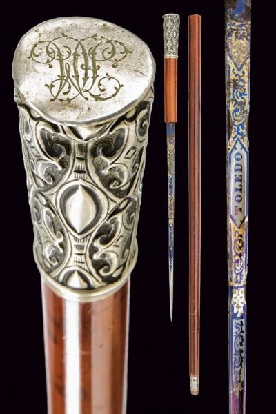 Bastone animato con lama decorata  - Asta Rare Armi Antiche e Militaria da tutto il mondo - Associazione Nazionale - Case d'Asta italiane