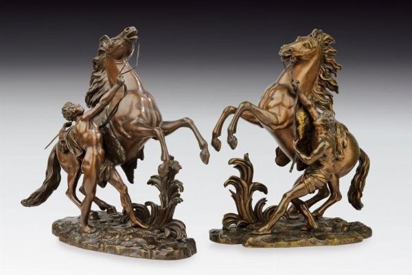 Paio di sculture in bronzo Cavalli di Marly  - Asta Rare Armi Antiche e Militaria da tutto il mondo - Associazione Nazionale - Case d'Asta italiane