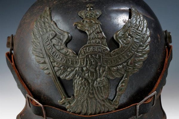 Elmo da truppa dei reggimenti Jaeger zu Pferde mod. 1905  - Asta Rare Armi Antiche e Militaria da tutto il mondo - Associazione Nazionale - Case d'Asta italiane
