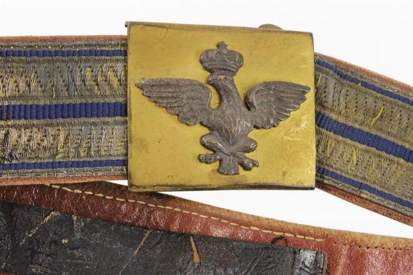 Rarissimo set di giberna con bandoliera, cintura, dragona e attacchi per sciabola  - Asta Rare Armi Antiche e Militaria da tutto il mondo - Associazione Nazionale - Case d'Asta italiane