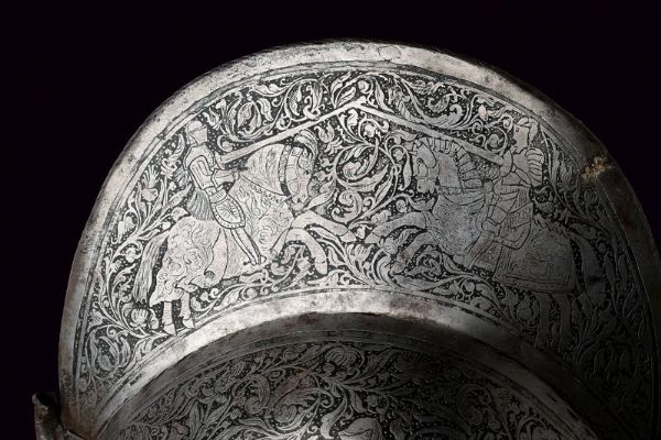 Morione antico con incisione ottocentesca  - Asta Rare Armi Antiche e Militaria da tutto il mondo - Associazione Nazionale - Case d'Asta italiane