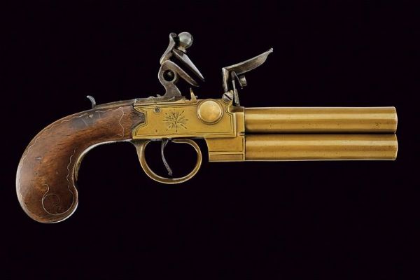 Mazzagatto a pietra focaia a due canne sovrapposte da marina  - Asta Rare Armi Antiche e Militaria da tutto il mondo - Associazione Nazionale - Case d'Asta italiane