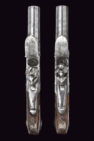 Paio di mazzagatti a pietra focaia in cassetta  - Asta Rare Armi Antiche e Militaria da tutto il mondo - Associazione Nazionale - Case d'Asta italiane